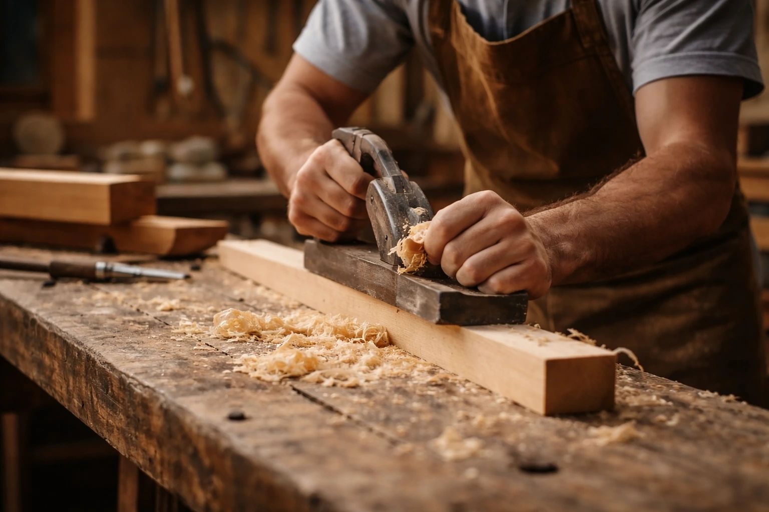Façonnage manuel d'une création en bois